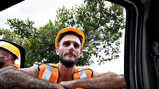 Str8 workeron street picked up for gay sex in pickup van