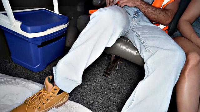 Str8 workeron street picked up for gay sex in pickup van