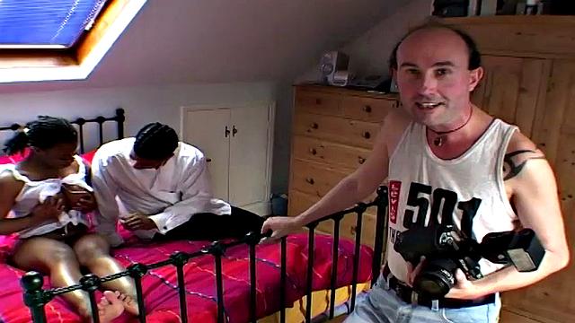 Black man watches ebony wife being fucked