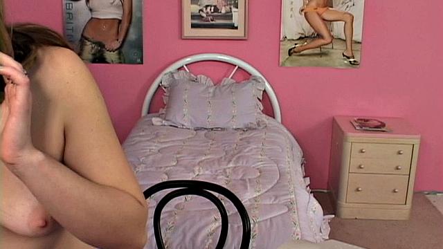 Little April with small tits fingering pussy solo