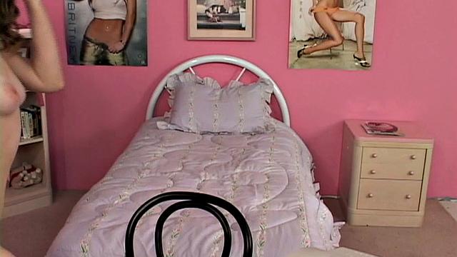 Little April with small tits fingering pussy solo