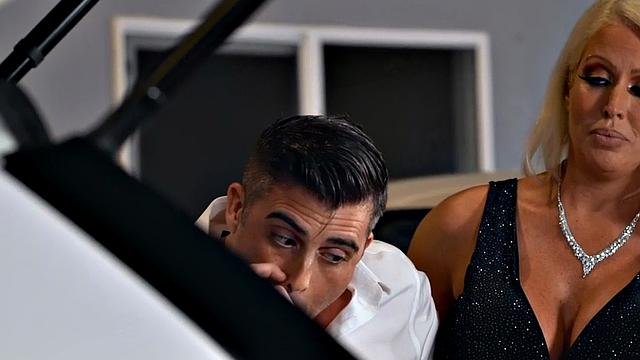 Bisexual mature lady in public car 3some with lucky guys