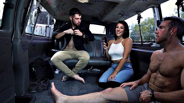 Picked up hairy asshole stud fingered by gay stud in van