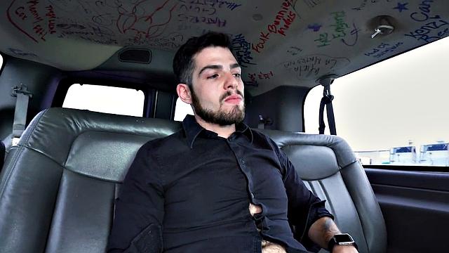 Picked up hairy asshole stud fingered by gay stud in van