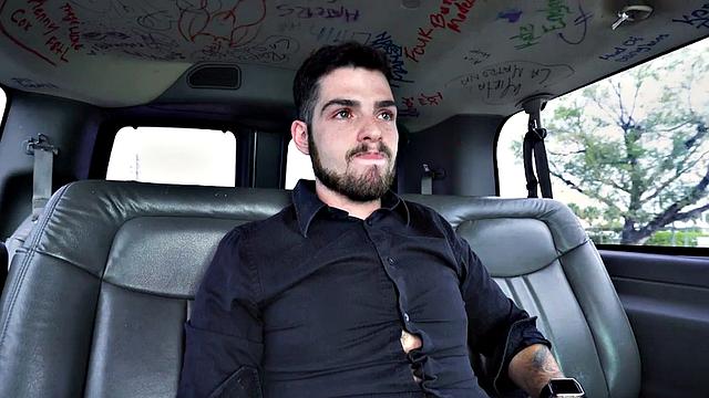 Picked up hairy asshole stud fingered by gay stud in van