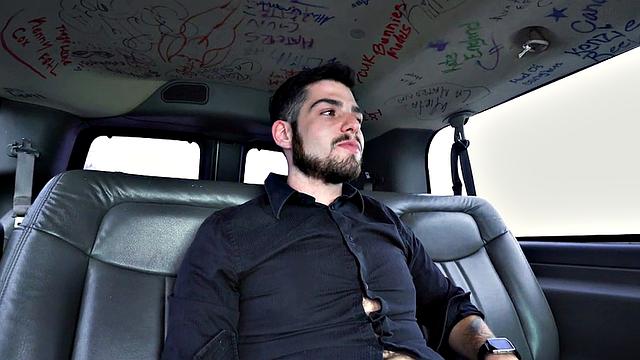 Picked up hairy asshole stud fingered by gay stud in van