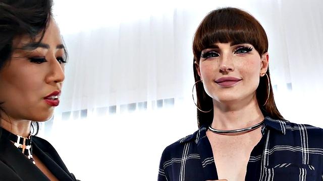 Foot fetish amateur TS fucked by Asian female domina