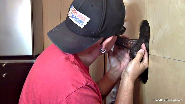 Inked Ebony Gloryhole Suck and Fuck