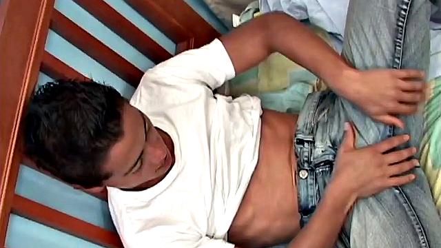 We find Latin boy Federico kicked back on his bed, as he strips naked while playing with himself. By the time the underwear slips off, this skinny and smooth twink is sporting a boner.