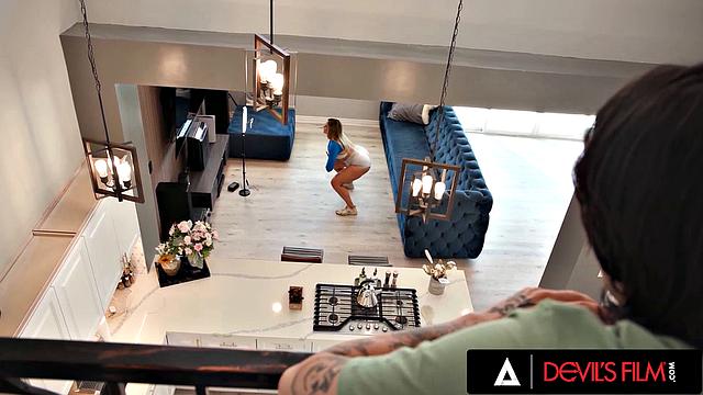 DEVILS FILM - River Lynn's Workout Makes Stepbrother Hard Leading To Hardcore Fuck