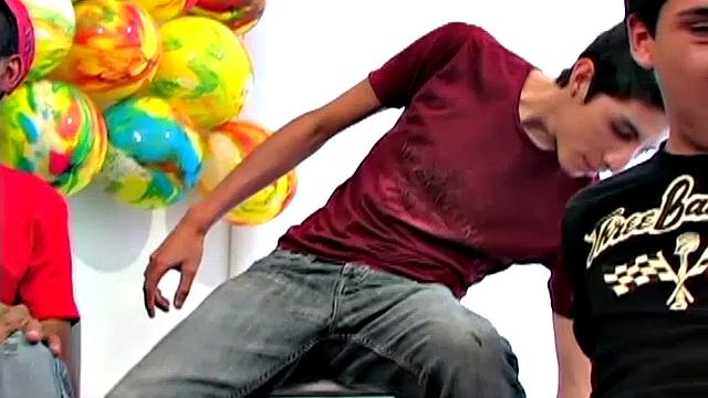 Part one of a nine part series opens with young Alex inviting 6 of his friends over for a party. By the time 5 have arrived, Alex suggests a game of spin the bottle, where loser has to strip.