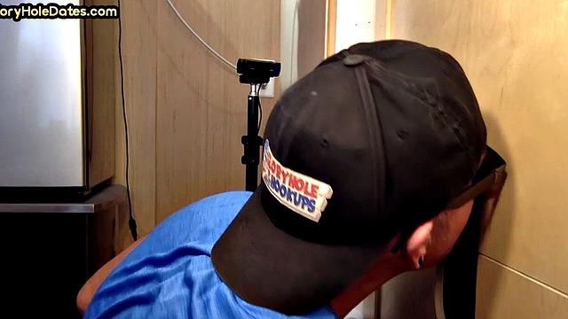 Gloryhole BJ takes cum on his face after deep sucking