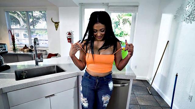 BWC boss pounds busty maid's pussy after casting, then gives her a tattooed ride