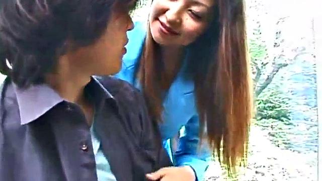 Asian teacher babe blows student