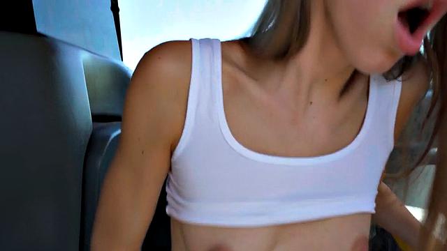 Car petite bae fucked by driver in wet pussy.