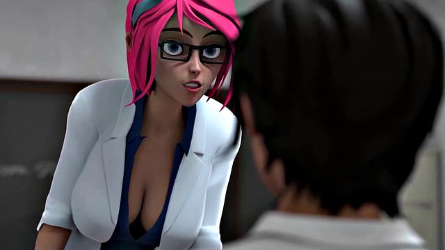 HENTAI SEX SCHOOL - Horny Stacked MILF Gets Fucked Doggystyle In Front Of The Class