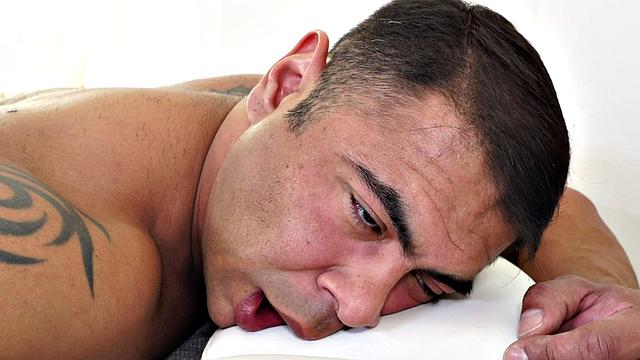 Assfucked hunk drilled by big black cock in doggy
