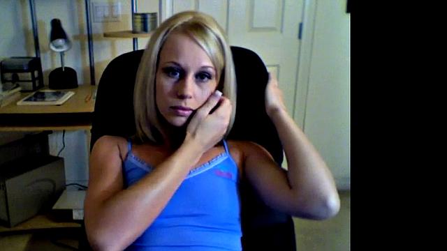 Sexy Blonde Girl Teasing in Livestream for Fans