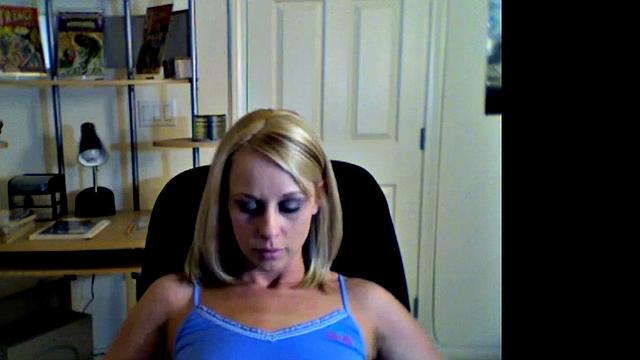 Sexy Blonde Girl Teasing in Livestream for Fans