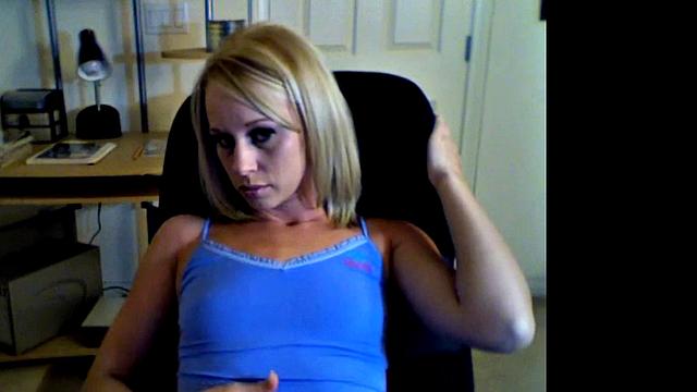 Sexy Blonde Girl Teasing in Livestream for Fans
