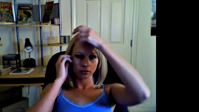 Sexy Blonde Girl Teasing in Livestream for Fans