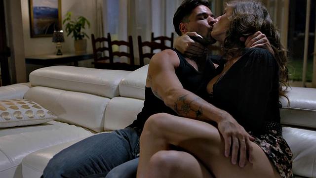 Busty trans riding before switch in erotic couple