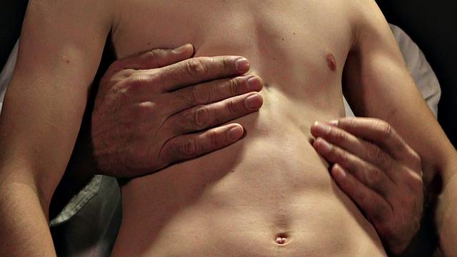 Submissive oiled skinny twink toyed anally by DILF