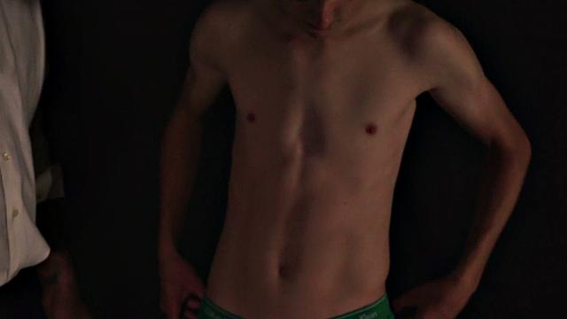 Submissive oiled skinny twink toyed anally by DILF