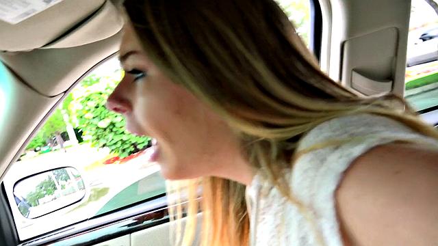 Naughty Natural Teen Rides Car and Fingers Herself in Sneakers