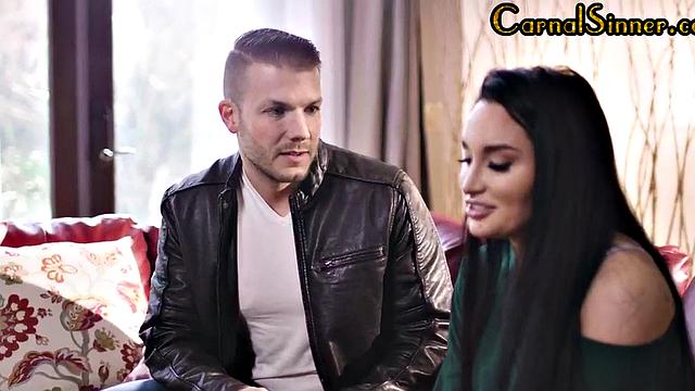 sinful babe with tattooed back drilled by neighbor