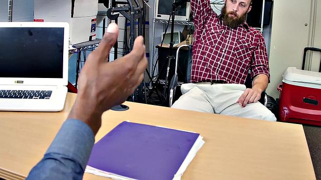 IR tattooed bottom assfucked in office by Black