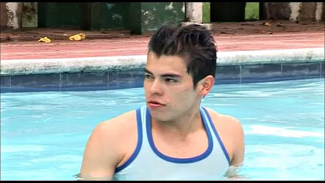 Gay Latino twink Fabio has a boner and is horny for some gay bareback sex. He invites his bareback buddy over for a swim in the pool. After a few laps, Fabio and Oscar start their play poolside.