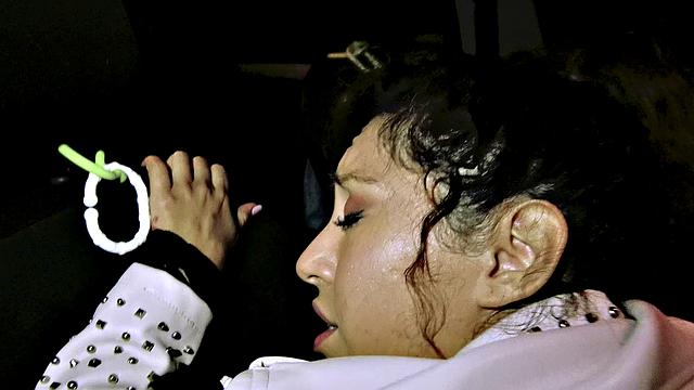 Cute Mexican rubs cum over her ass