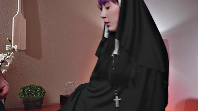 Anal nun in gloves and pantyhose fucked by priest