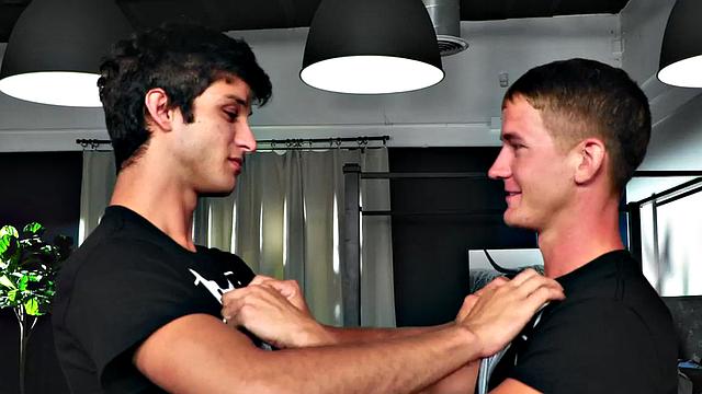 Hairy stud sucks BF's sturdy dick after bareback anal