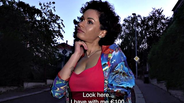 Good European brunette amateur gets fucked for cash