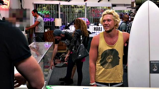 Amateur gaypawn 3some in pawn shop office after cum