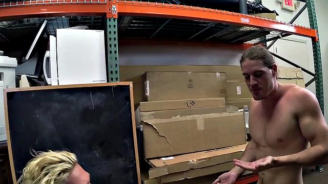 Amateur gaypawn 3some in pawn shop office after cum