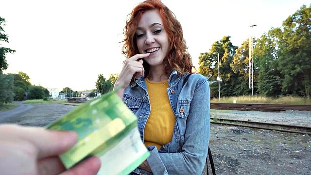 Redhead amateur babe picked up and fucked outdoors in POV