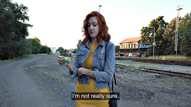 Redhead amateur babe picked up and fucked outdoors in POV