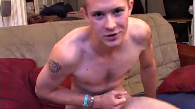 First thing to do is get naked, second thing to do is work up a boner and stroke out a load. Totally focused on the camera, Tommy Nolan is verbal as he does a little self-sucking, and then pumps a huge nut onto his face.