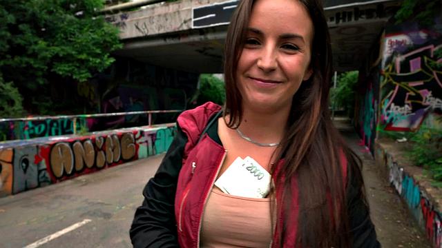 Public outdoor sex for cocksucker busty brunette babe