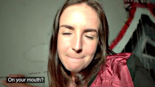 Public outdoor sex for cocksucker busty brunette babe