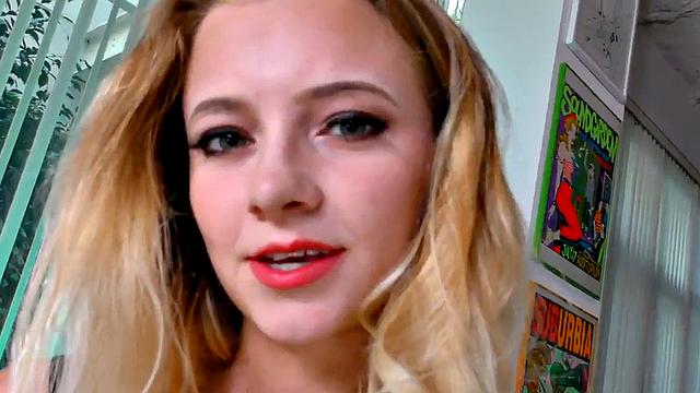 HJ 21yo amateur GF wanks oiled dick while talking dirty