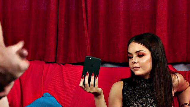 CFNM voyeur amateur femdom babe watches man jerks on her