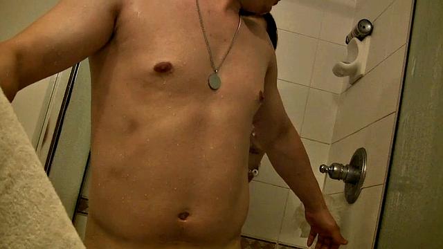 Amateur Brunette Shower Loves Licking Her Pussy in the Bathroom