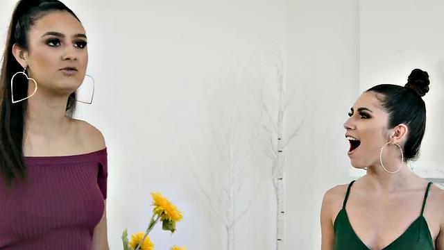 Sinful petite slut fucked in 3some with oiled couple