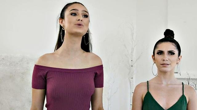 Sinful petite slut fucked in 3some with oiled couple