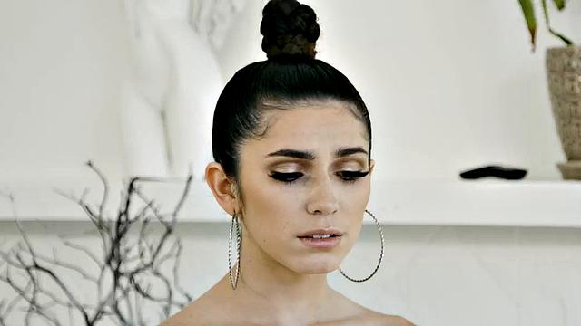 Sinful petite slut fucked in 3some with oiled couple