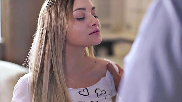 VIP4K. Awesome sex of young blonde and her old lover ends with facial